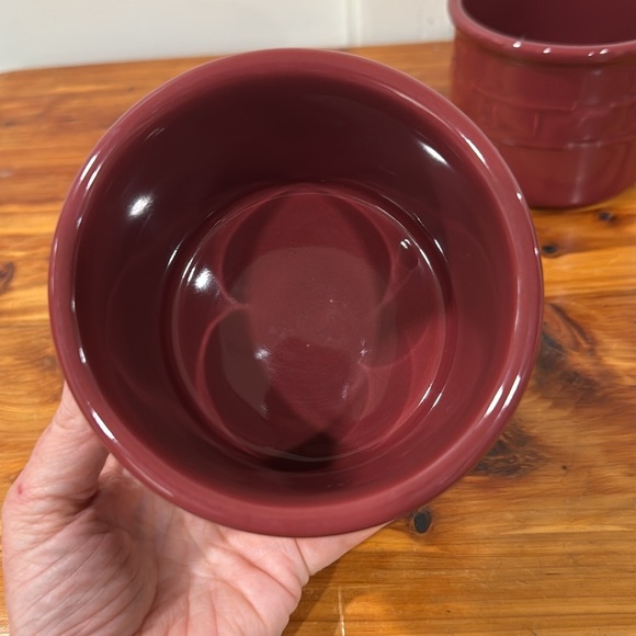 Longaberger Pottery Woven Traditions Crocks x 2 in Paprika & Vanilla Jar Candle - Picture 6 of 7